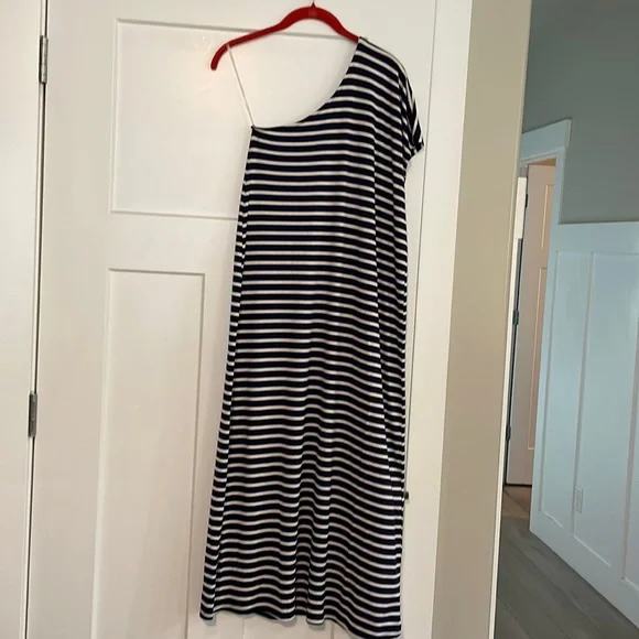 Rachel Pally Dresses | Rachel Pally One Shouldet Stripe Paytern Jersey Maxi Dress. Small | Color: Blue/White | Size: S | Russellgems1's Closet